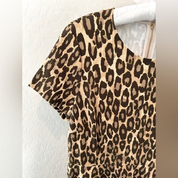 KATE SPADE Cheetah Print Fit & Flare Dress Animal Print Short Sleeve | Size XL - Picture 2 of 6